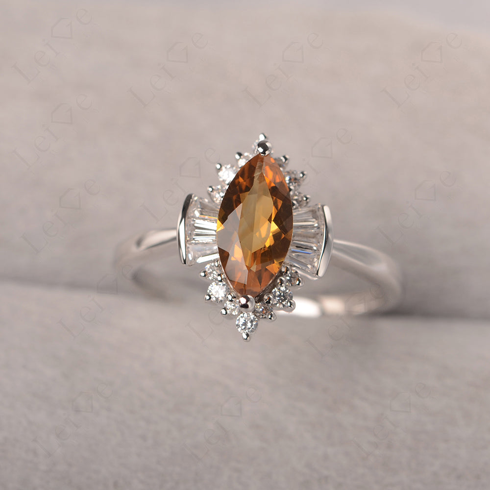 Marquise Citrine Engagement Ring White Gold