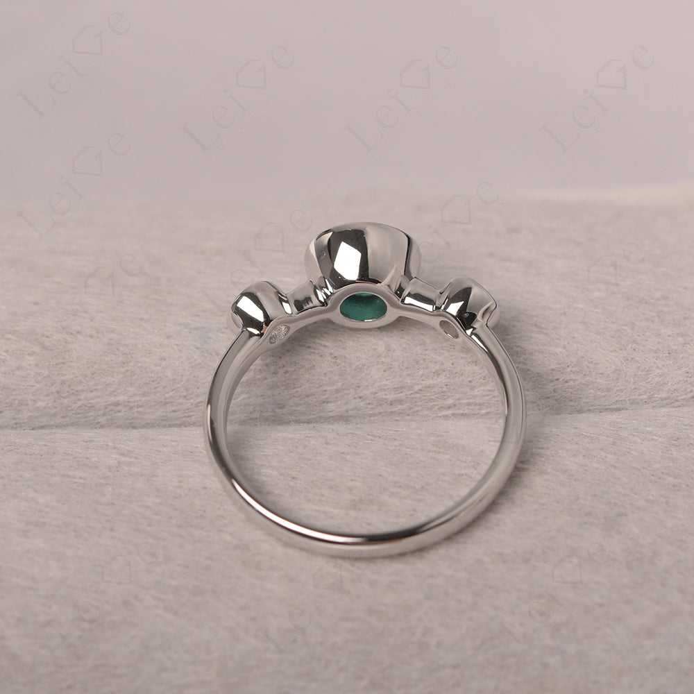 Emerald Wedding Ring 3 Stone Bezel Set Ring