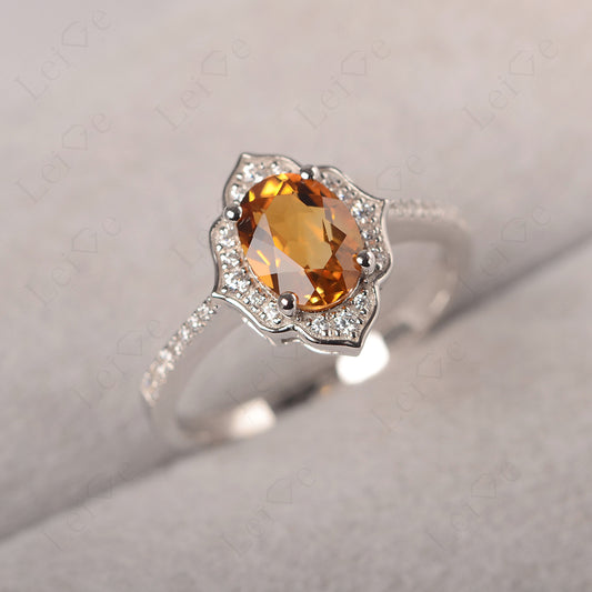 Citrine Vintage Oval Halo Engagement Rings