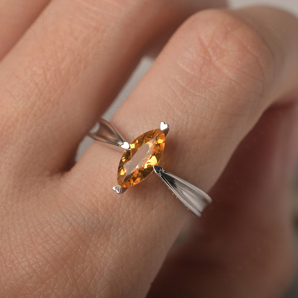 Citrine Wedding Ring Marquise Solitaire Ring