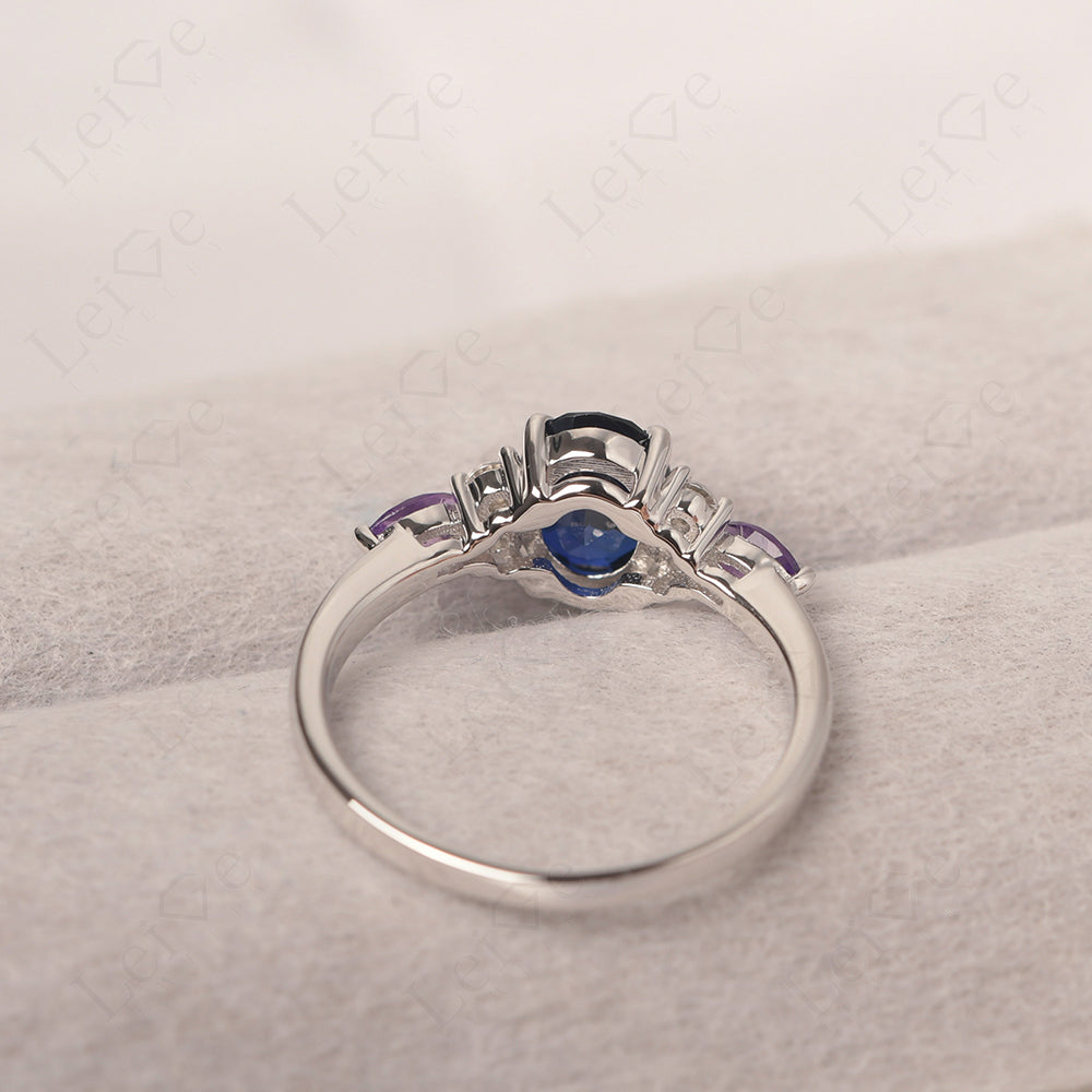 Sapphire Ring Sterling Silver Oval Cut Ring