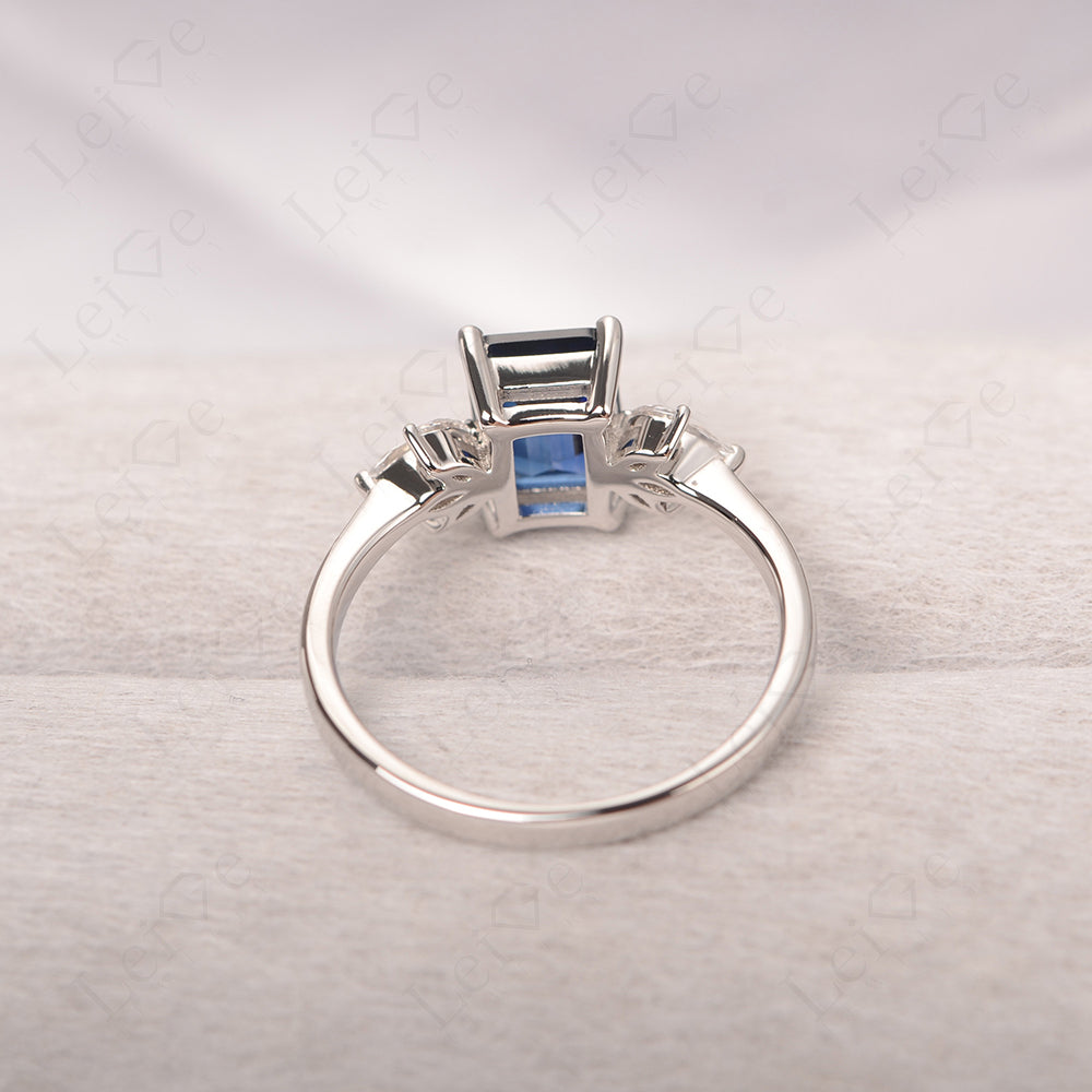 Sapphire Ring Emerald Cut Wedding Ring Gold